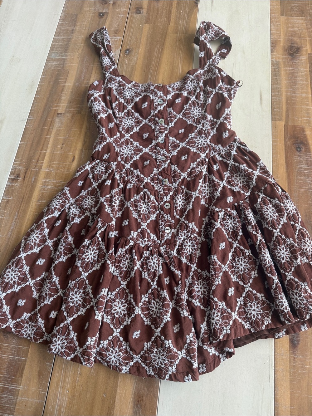 Vici Brown Floral Lace-Print Button Romper
